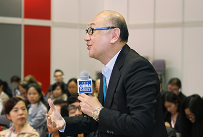 香港点心卫视董事兼行政总裁司徒杰先生现场与论坛嘉宾互动交流